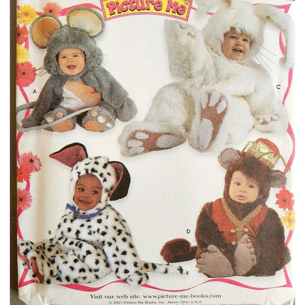 Simplicity Sewing Pattern Costumes For Kids Mouse Dog Bunny Monkey Uncut